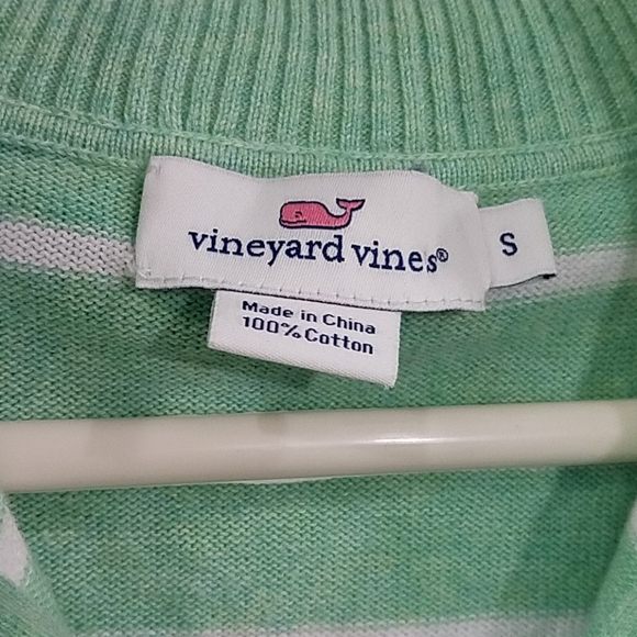 Green Striped Vineyard Vines Zip Sweater - Picture 3 of 6